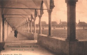 Vintage Postcard Monumentale Certosa Di Pavia Veduta Del Grande Chiostro E Celle