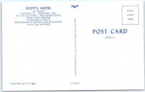 c1950s Poynette, WI Scott's Motel US Hwy 51 Chrome Photo PC by JA Fagan Wis A152