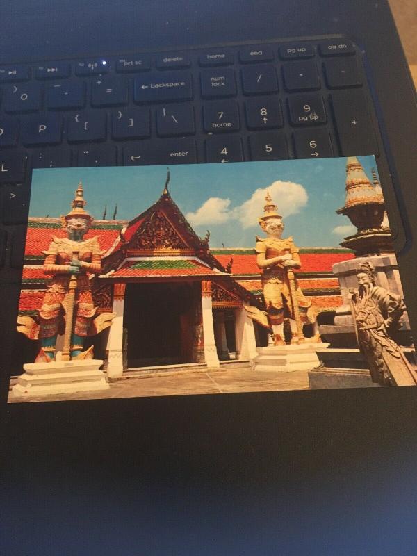 Vintage Postcard: Guards Guarding the entrance Wat Phra Keo,Bangkok Thailand