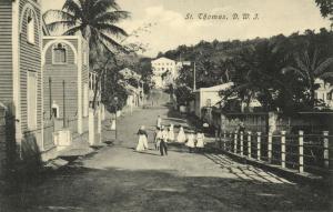 danish west indies, St. THOMAS, Street Scene with Children (1910s)