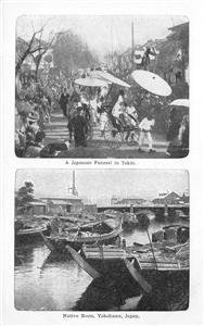 Japanese Funeral in Tokio, Native Boats, Yokohama, Japan c1910s Vintage Postcard