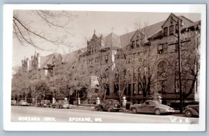 c1910's Gonzaga Univ Cars Spokane Washington WA RPPC Photo Antique Postcard