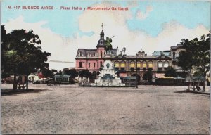 Argentina Buenos Aires Plaza Italia y Monumento Garibaldi Vintage Postcard C092