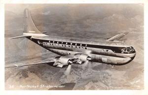 Northwest Stratocruiser Airplane In Flight Real Photo Antique Postcard K87040