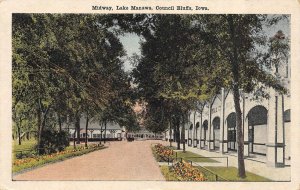 Council Bluffs, IA Iowa  MIDWAY~Lake Manawa Amusement Park  ca1920's Postcard