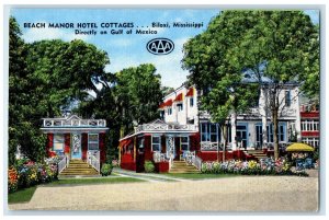 c1950's Beach Manor Hotel Cottages Biloxi Mississippi MS Vintage Postcard