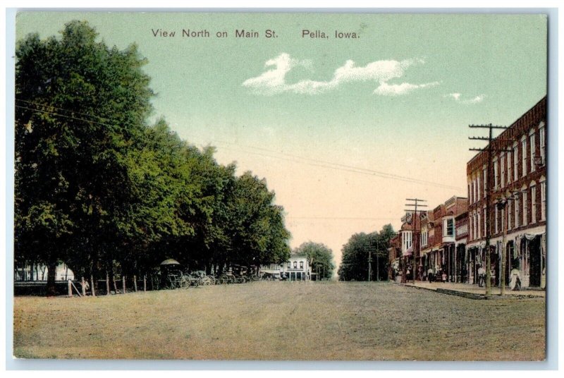 c1910 View North Main Street Exterior Building Road Pella Iowa Vintage Postcard