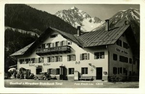 austria, BICHLBACH, Tirol, Gasthof z. Hirschen, Post, Car (1953) RPPC Postcard