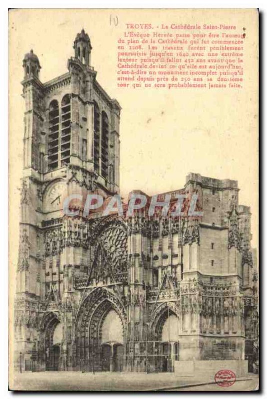 Old Postcard Troyes La Cathedrale Saint Pierre