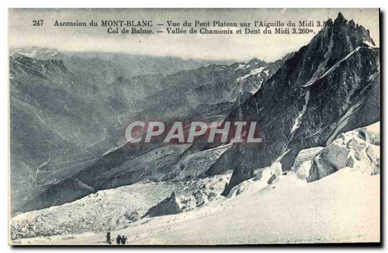 Old Postcard Ascent of Mont Blanc view of the little tray on the Aiguille du ...