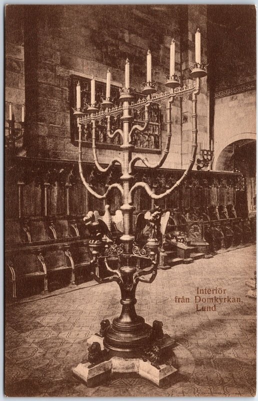 VINTAGE POSTCARD INTERIOR OF THE CATHEDRAL AT LUND SWEDEN