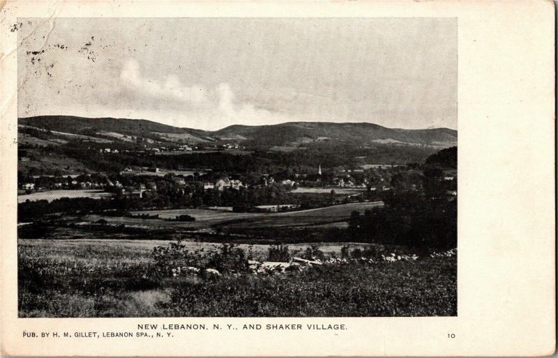 View of New Lebanon New York and Shaker Village c1910 Vintage Postcard O01 