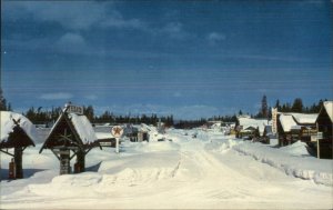 West Yellowstone MT Main St. in Winter Texaco Gas Station Postcard