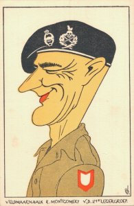 Military General Bernard Law Montgomery Caricature Postcard 07.37