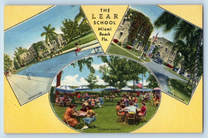 Miami Beach Florida FL Postcard The Lear School Multiview Exterior 1940 Unposted