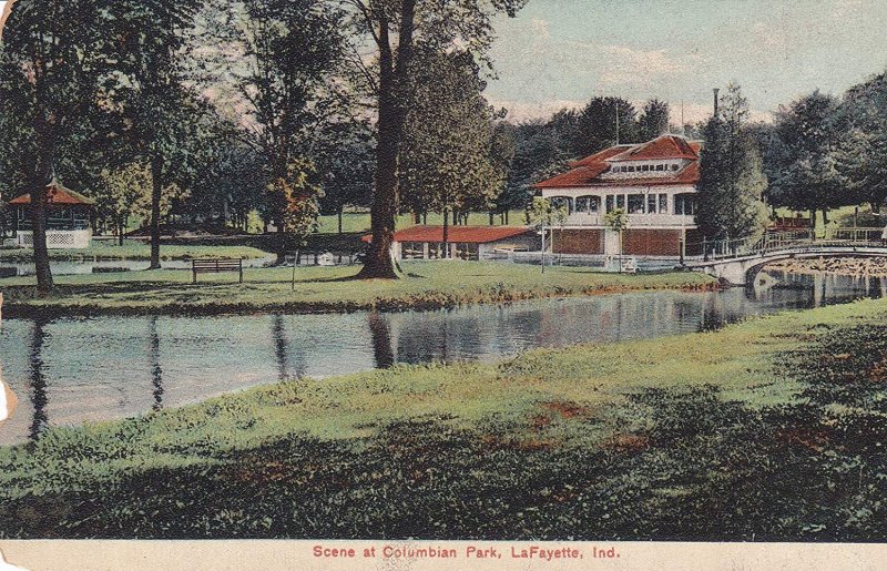 H118INT01  1909 SCENE AT COLUMBIAN PARK, LAFAYETTE, IND VINTAGE POSTCARD