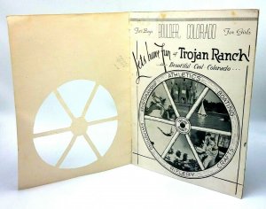 1948 Camp Trojan Ranch Boulder Colorado CO Advertising Brochure Booklet Diecut 