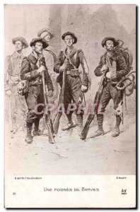 Old Postcard Militaria Alpine Hunters A handful of brave L & # 39Illustration...