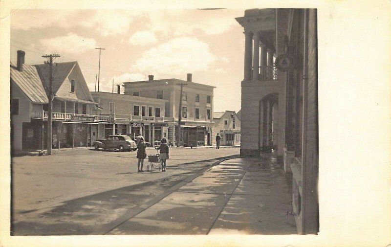 Kingfield ME Main Street 1st National Store Storefronts Real Photo Postcard