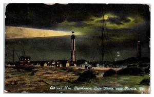 Early 1900s New and Old Lighthouses, Cape Henry, near Norfolk, VA Postcard