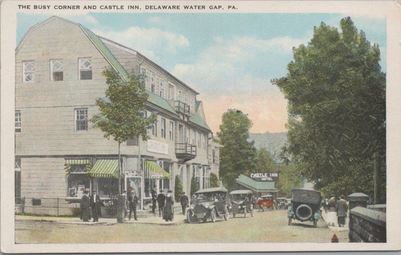 Postcard The Busy Corner and Castle Inn Delaware Water Gap PA