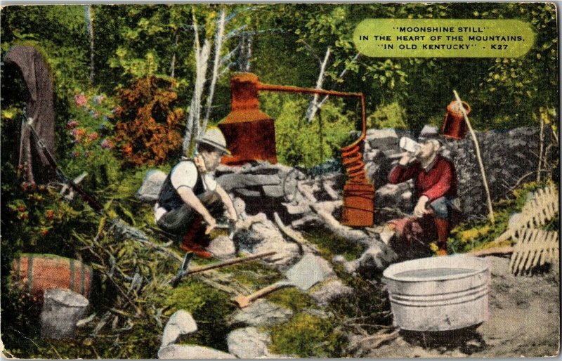 Moonshine Still in the Mountains In Old Kentucky Vintage Postcard B15