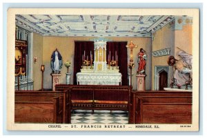 c1940s Interior of Chapel St. Francis Retreat Hinsdale Illinois IL Postcard