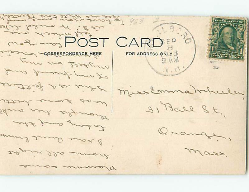 1908 rppc PRETTY WOMAN IN HAT WITH BIG FEATHERS Postmarked Marlboro NH HM2730