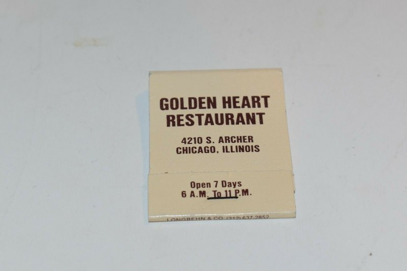 Golden Heart Restaurant Chicago Illinois 20 Strike Matchbook