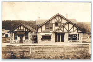 c1910's Bank And English Inn View Hollister Missouri MO RPPC Photo Postcard