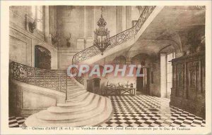 Old Postcard castle of anet 106 (e and l) d entrance hall and grand staircase...