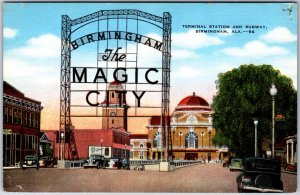 VINTAGE POSTCARD RAILWAY TERMINAL AND SUBWAY AT BIRMINGHAM ALABAMA 1940s