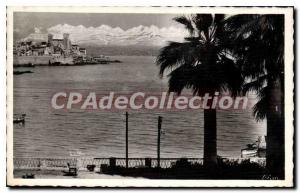 Antibes Old Postcard View Of The Alps