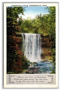 Minnehaha Falls In Winter Minneapolis Minnesota MN UNP Linen Postcard S25