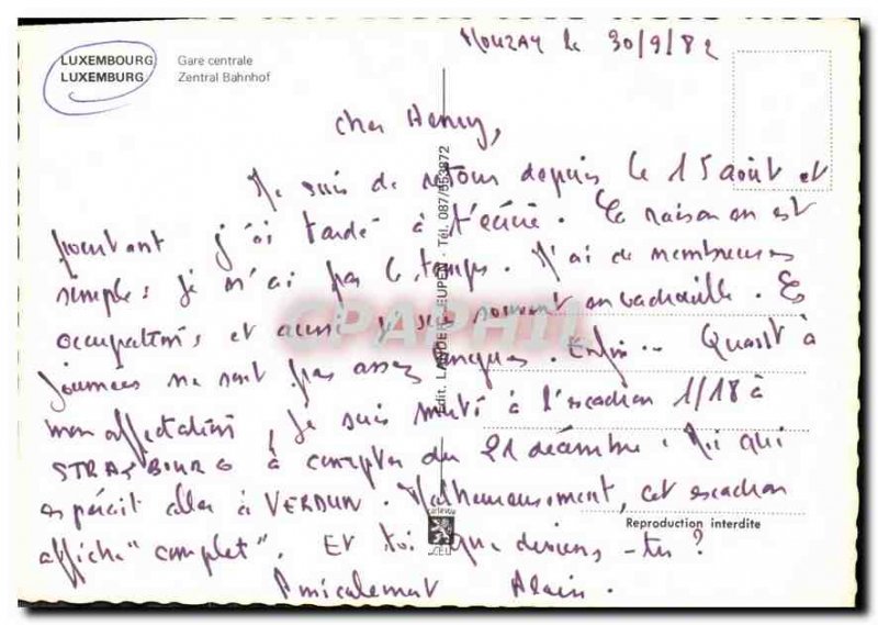 Postcard Modern Martini Luxembourg Central Station