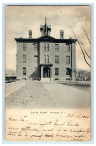 1906 Elm Street School Entrance, Westerly, Rhode Island RI Antique Postcard