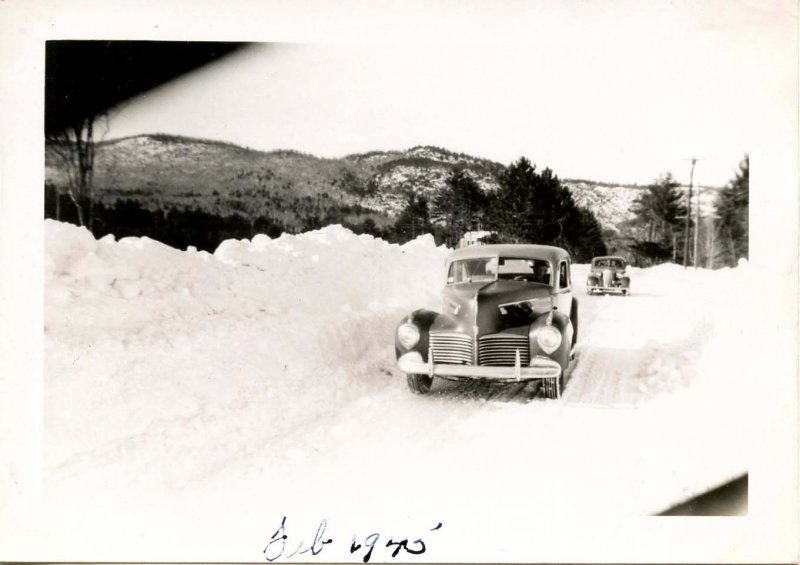 NH - North Conway, Winter, 1945.  River Road after the Storm (3.25 X 4.50)