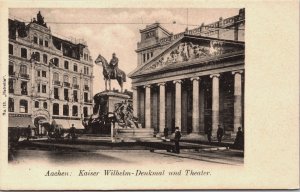 Germany Aachen Kaiser Wilhelm Denkmal und Theater Vintage Postcard C180