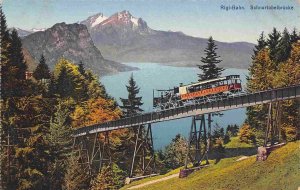 Rigibahn Schnurtobelbrucke Incline Railroad Train Switzerland postcard