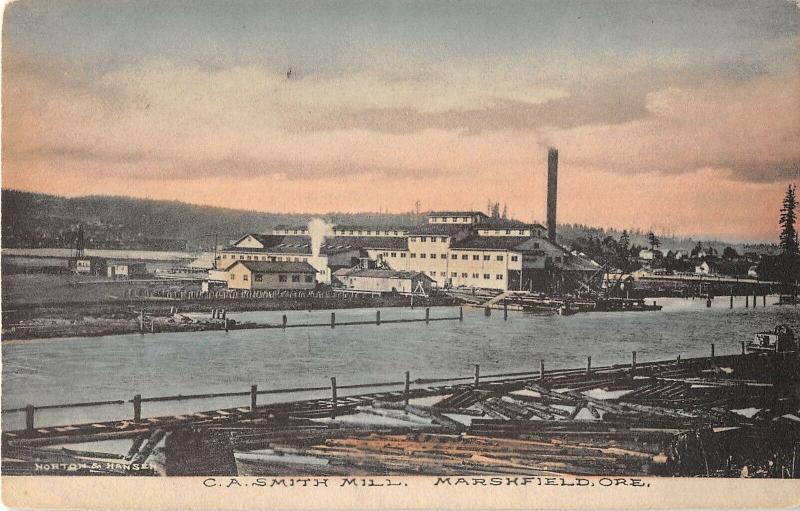 Marshfield Oregon C.A. Smith Mill Antique Postcard (J17769)