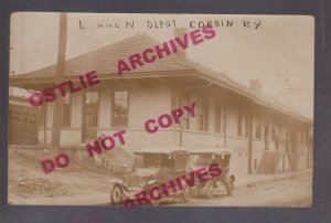 Corbin KENTUCKY RPPC c1910 DEPOT Train Station L & N RR Louisville & Nashville