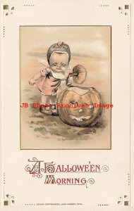 4 Postcards Halloween Set, Winsch 1914 No WIN02,Freixas,Girl with Jack o Lantern 