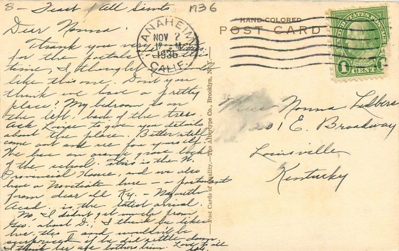 Postcard California Anaheim Main Entrance Marywood School Albertype 23-4882