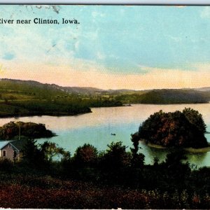 c1910s Clinton, IA Mississippi River Near Postcard Shack House Litho Photo A71