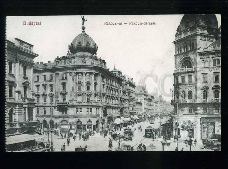 213550 HUNGARY BUDAPEST Rakoczi street TRAM Vintage postcard