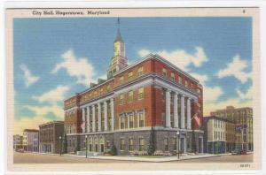 City Hall Hagerstown Maryland linen postcard