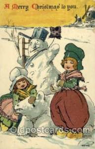 Snow Man, Snowman, 1910 light crease left edge, light indentation right edge,...