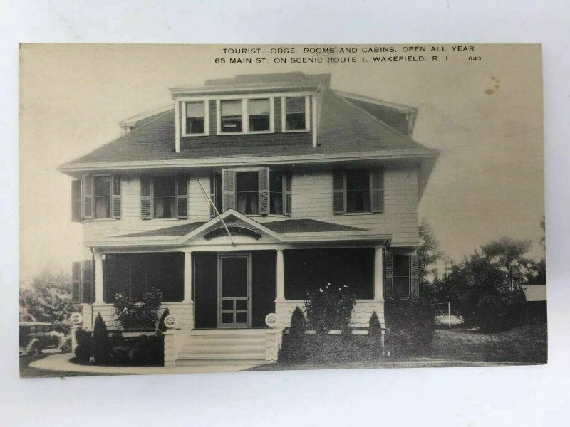 Wakefield RI Tourist Lodge 65 Main St RPPC Postcard Real Photo Scenic Route 1