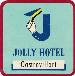 Italy Castrovillari Jolly Hotel Vintage Luggage Label sk3490