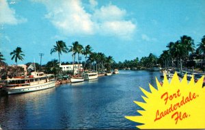 Florida Fort Lauderdale Pleasure & Fishing Boats At Docks On The New River